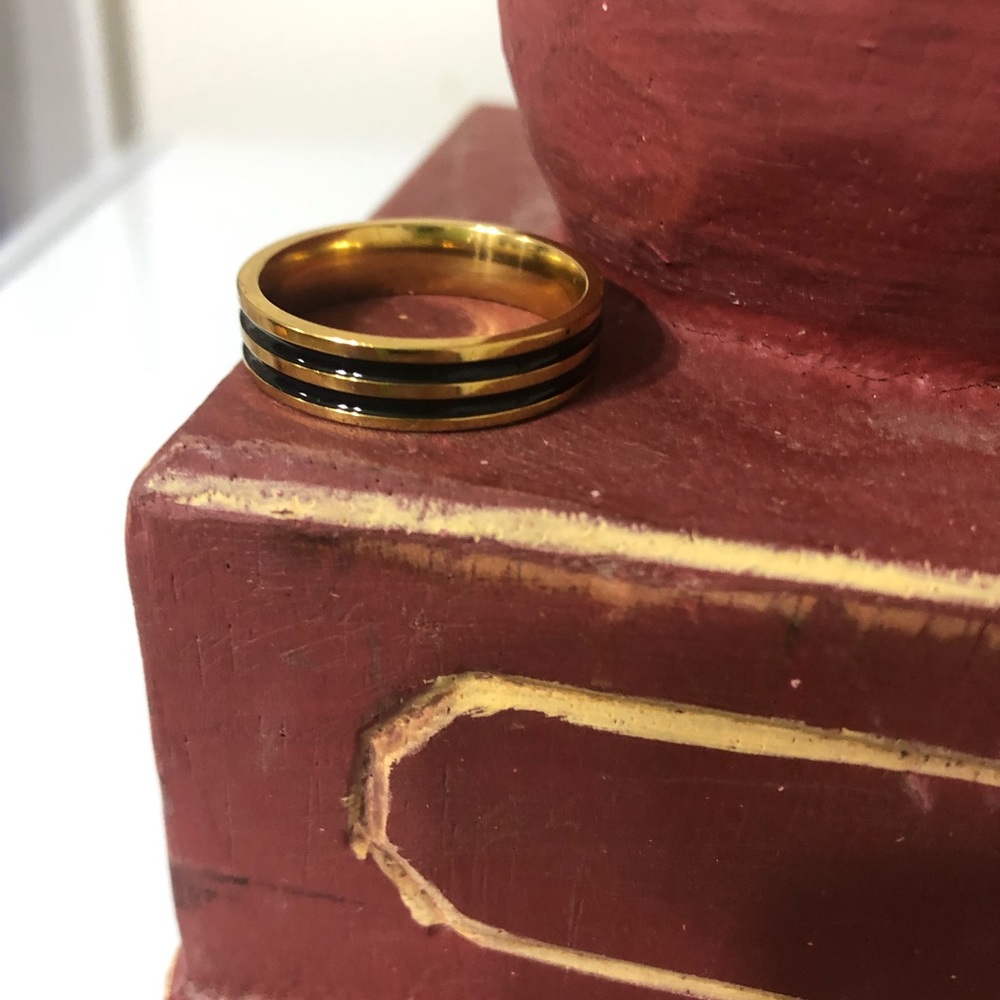 3/25 Stainless Steel Band Ring wedding black - Picture 7 of 16